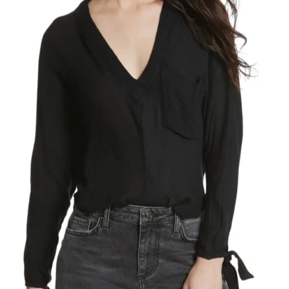 Free People Morning Dolman Sleeve Black Guaze Top